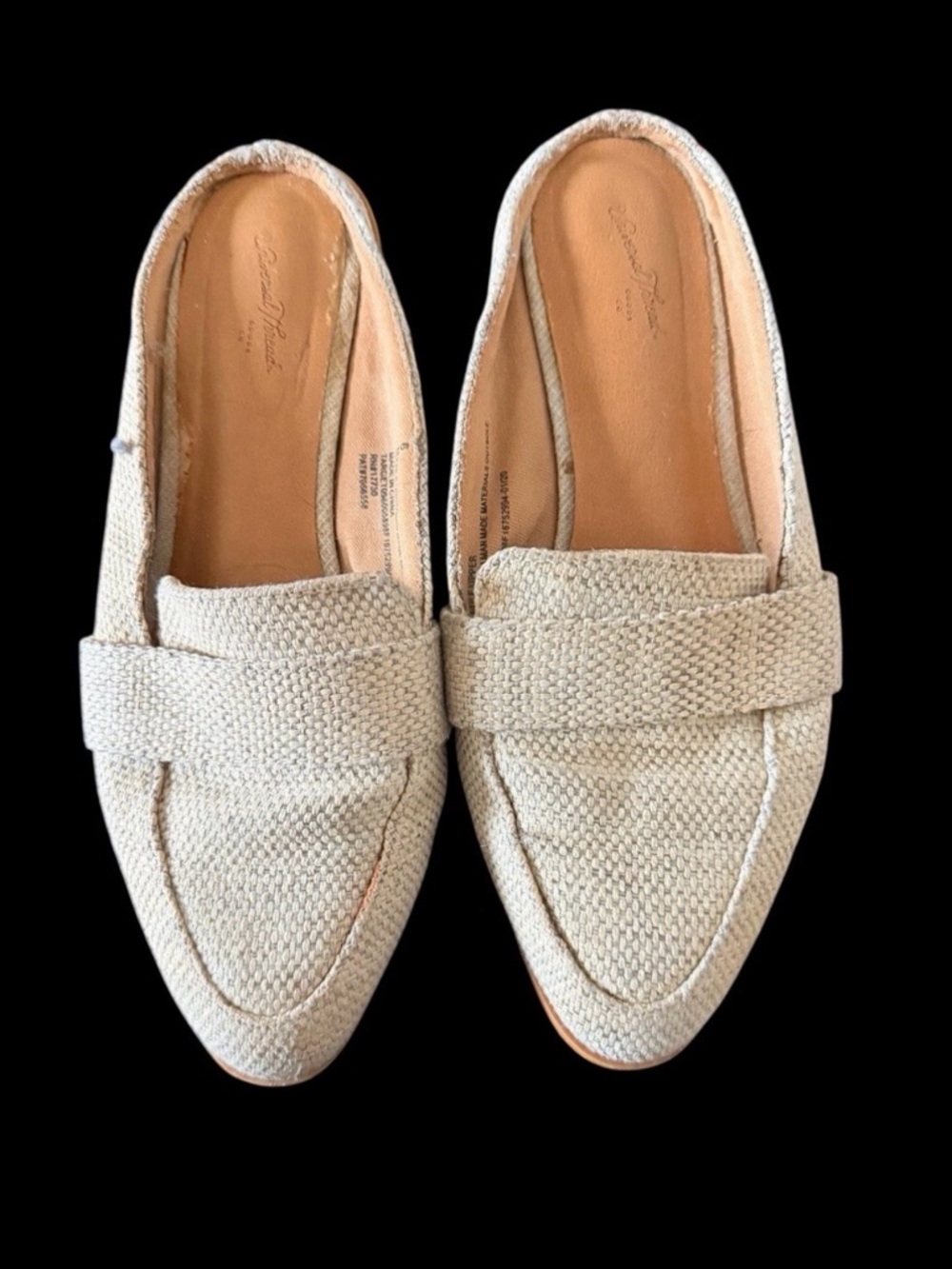 Universal Thread Woven Pointed Toe Mules in Natural Beige
